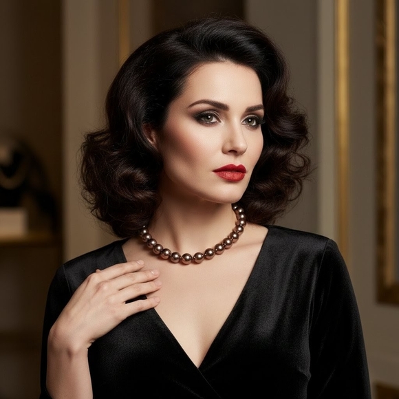 Handmade Jewelry - Patty Tobin 14mm Brandy Chocolate Shell Pearl Necklace Estate 130g • 925 Silver